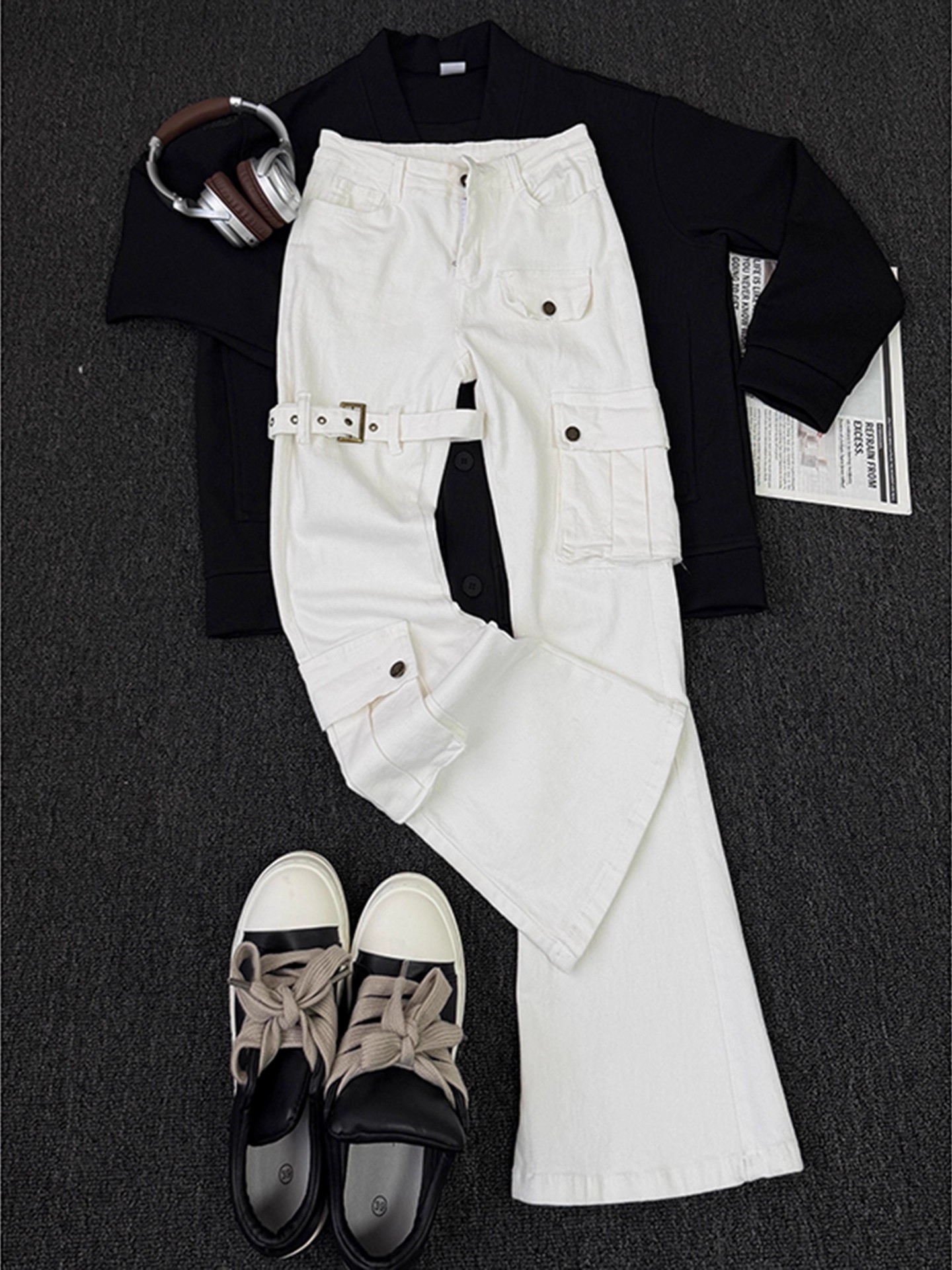 White Belted Vibe Men's Jeans  - Streetwear Brand Belts ulasan dan harga