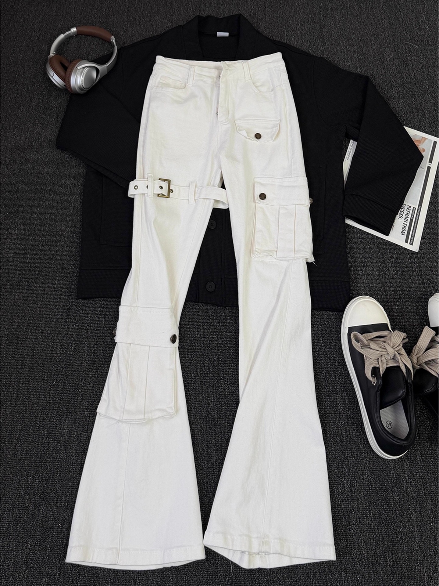 White Belted Vibe Men's Jeans  - Streetwear Brand Belts ulasan dan harga