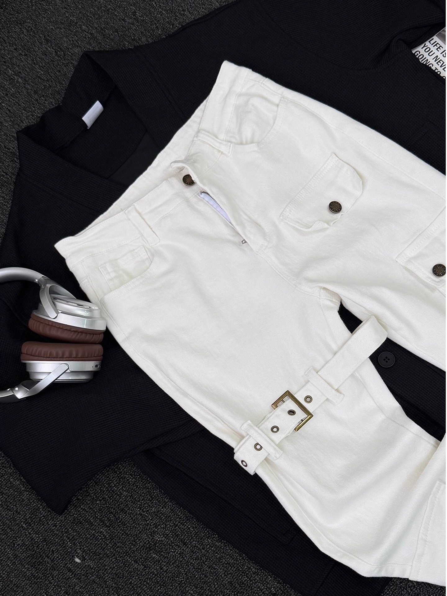 White Belted Vibe Men's Jeans  - Streetwear Brand Belts ulasan dan harga