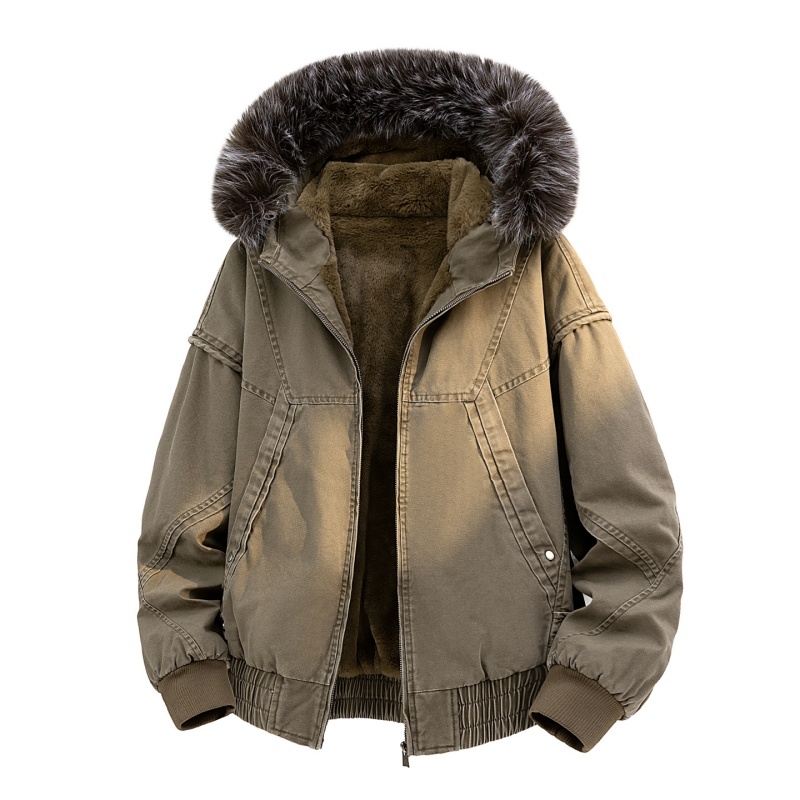 High-end Fur Collar Hooded Par - Streetwear High End Brand ulasan dan harga